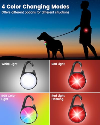 Dog Collar Light for Night Walking Clip On, 4 Modes & Rechargeable, 2 Pack - color: Matte Black