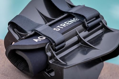 Aquastrength Hydro-Tone Total Body Pool Exercise System, Isokinetic Functional Water Weights, Bells 12" x 7.5", Fins 6.5" x 2.5", Quick Start Guide Included - color: Black