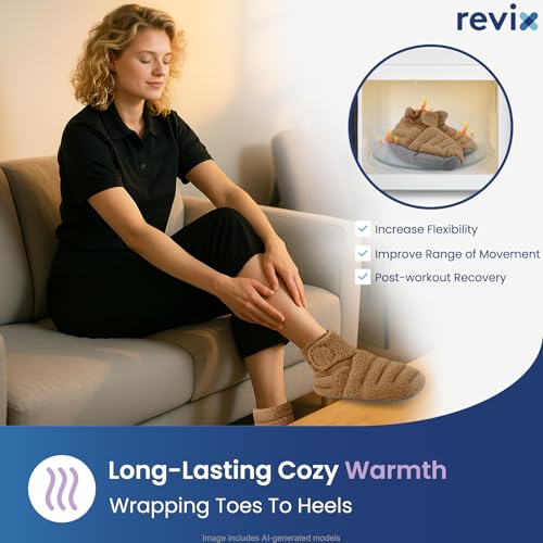 REVIX Microwavable Booties for Cold Feet, Foot Warmers, Mocha S - size: S/M, style: Mocha