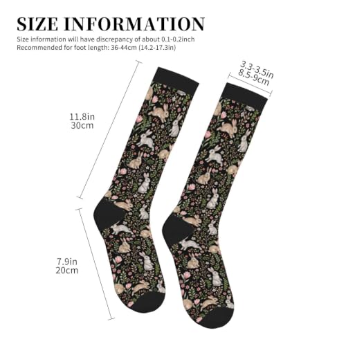 Tie Dye Compression Socks Knee High Support Socks For Women Men Running Athletic Hiking - color: Bunny