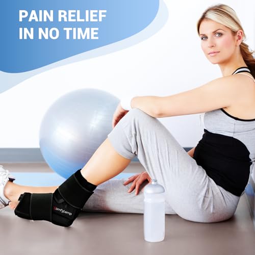 Comfytemp Ankle Foot Ice Pack Wrap for Plantar Fasciitis Relief, Feet Pain - color: Black 70, size: Large
