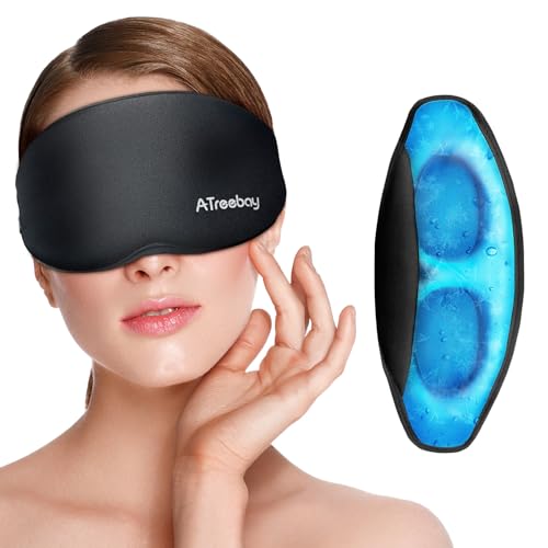 Cooling Eye Mask for Puffy Eyes, Ice Eye Pack After Surgery Relief - Reuable Cold Compress for Dry Eye - Comfortable Perfect Fit Gel Sleep Mask (Black of 3D) - color: Black of 3d