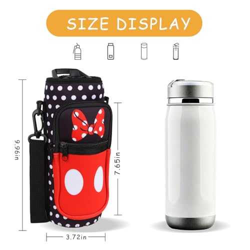 Cute Water Bottle Holder with Strap, Neoprene Insulated Crossbody Sling Bag Carrier with Adjustable Shoulder for 20-32oz Bottles, Phone & Pockets, Perfect for Travel, School & Outdoor Activities
