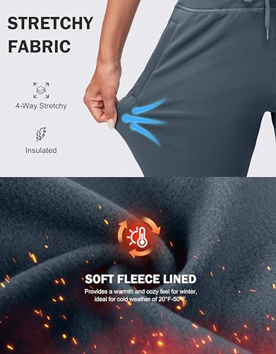 G Gradual Women's Fleece Lined Joggers Water Resistant Hiking Pants - color: Dusty Blue, size: Small