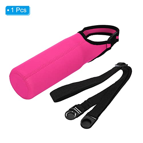 PATIKIL Water Bottle Sling Bag, Neoprene Portable Insulated Bottle Holder Carrier with Removable Adjustable Shoulder Straps - color: Rose Red
