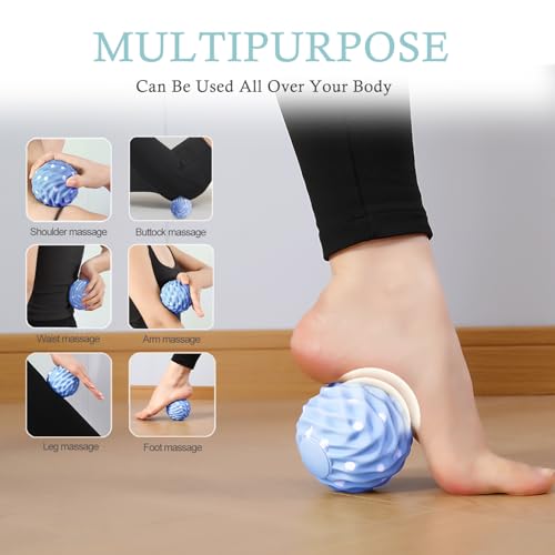 Silicone Massage Ball Set, 2 Pack Textured Fascia Balls, Mesh Bag - style: Deep-Tissue Spiky & Wave-Texture Set