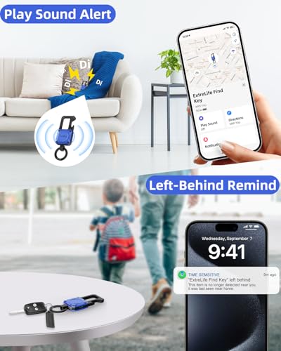 ExtreLife Keychain, Works with Apple Find My, Bottle Opener, Carabiner Car Key Chains with Gps Tracker - color: Ocean Blue