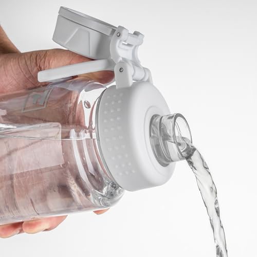 Fanhaw 32oz Clear Plastic Water Bottle with Fast-Flow Lid, Clear&White - color: Clear&White