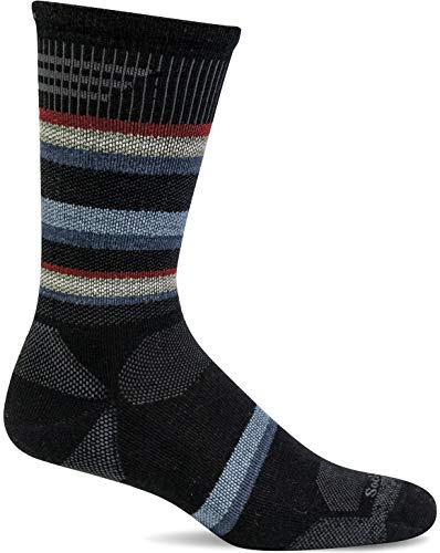 Sockwell Men's Parks Twill Moderate Graduated Compression Crew Sock - color: Black, size: Medium-Large