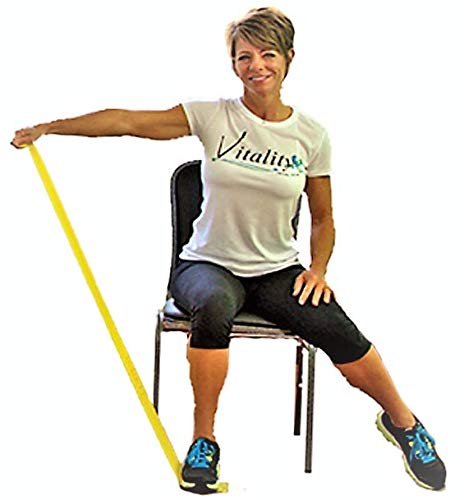 Vitality 4 Life with Curtis Adams Senior Resistance Band: Light Resistance, Longer Length + Instruction Guide. Latex Free. Exercise, Stretching, Physical Therapy