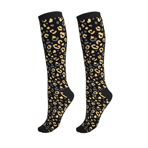 Patterned Knee High Socks for Women Men Athletic Running Travel Work - color: Classic Wild Cheetah
