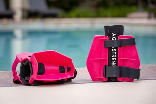 Aquastrength Hydro-Tone Total Body Pool Exercise System, Isokinetic Functional Water Weights, Bells 12" x 7.5", Fins 6.5" x 2.5", Quick Start Guide Included - color: Pink