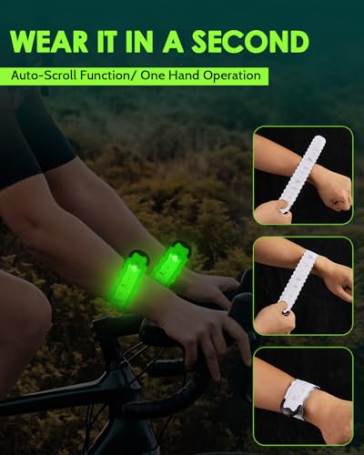 Fitense Rechargeable LED Armband 2-Pack, High Visibility Running Gear for Night Safety, 5 Colors & 3 Modes Light Up Wristbands for Night Walking, Cycling, Gift for Women Men Kids - style: Wave
