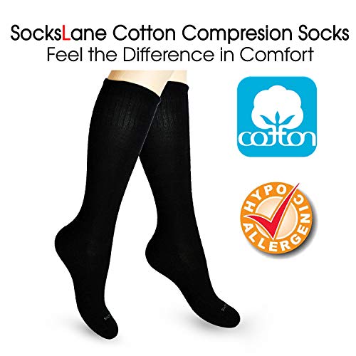 SocksLane Cotton Compression Socks, 15–20 mmHg Graduated Support, Knee-High Medical Compression (Brown S/M) - color: Brown, size: Small/Medium (1 Pair)