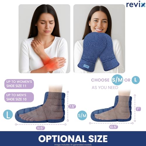 REVIX Microwavable Heating Mittens & Booties, Foot Warmers 2 Pack, Navy S
