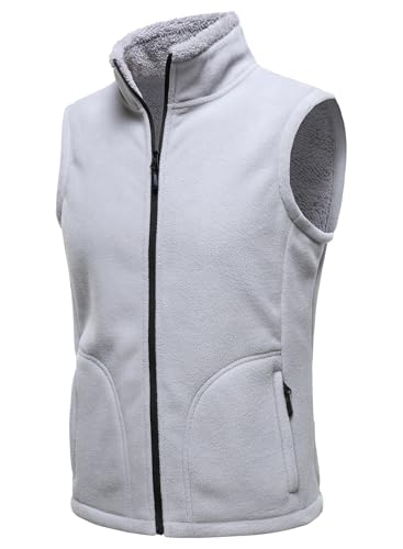 HOOD CREW Mens Fleece Vest with Zipper Pockets - color: Lightgrey, size: Small