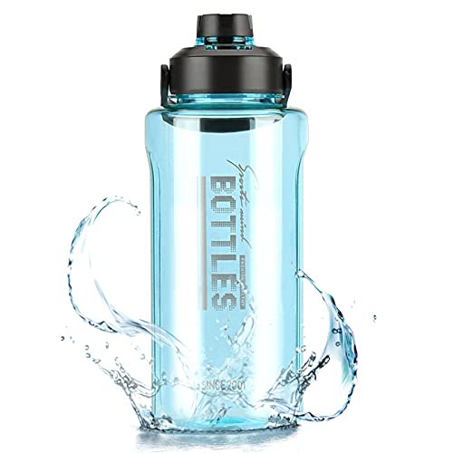 2L/64oz Blue Half Gallon Water Bottle with Handle for Gym & Outdoors - color: blue