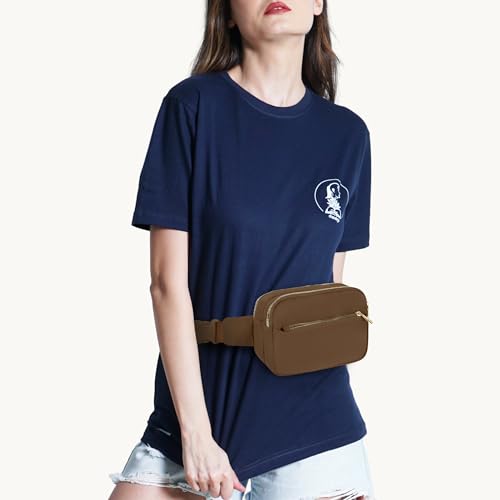 Fashion Fanny Bag-Waist Pack With Adjustable Belt Bag-Unisex Crossbody Pack For Travel Running Hiking-Brown - color: 3-Zipper Brown