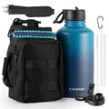 KXIAOCHEN Insulated Water Bottle with Strap, 48-Hour Cold, 2 Lids - color: Dark Night-B, size: 64 Ounces