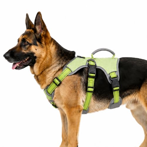 Escape Proof Dog Harness, No Escape No Pull Reflective Dog Harness with Durable Handle, Adjustable Heavy Duty Vest for Small Medium Large Dogs, Walking and Training (Green,XL) - color: Green, size: XL (Pack of 1)