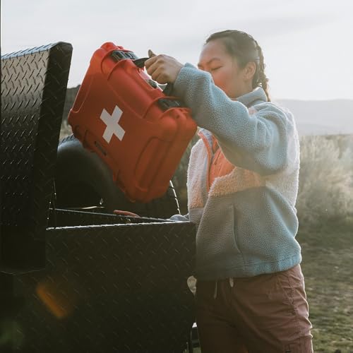 NANUK 910 Waterproof First Aid Kit 146pcs – Durable, Pre-Stocked First Aid Emergency Kit with Bandages, Tick Removal Tool, and More – Dustproof, Impact-Resistant, Floats (14.3" x 11.1" x 4.7") – Red - size: 910 First Aid Kit – 145 Pcs