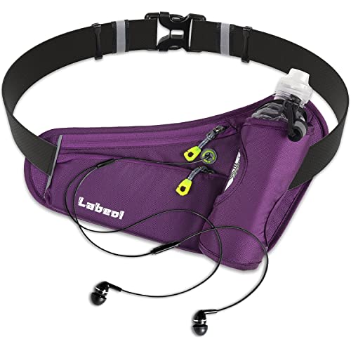 Labeol Running Belt, Waterproof Hydration Belt with Water Bottle Holder - color: Purple