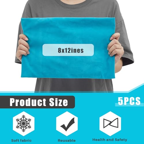 Paterr 5 Pcs Soft Flannel Cold Pack Sleeves Fabric Cover, 8"x12" - size: 8"x12"