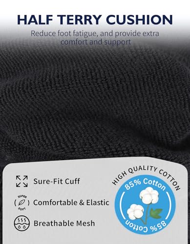 CLOSEMATE Mens Athletic Ankle Socks Cushioned Cotton 7 Pairs - color: 7black, size: 9-12