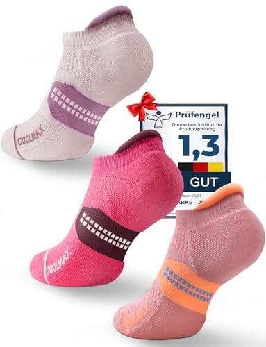 Juclise Women's No Show Compression Running Socks, 3 Pairs - color: Sandy Melon+dusty Pink+watermelon, size: Medium