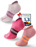 Juclise Women's No Show Compression Running Socks, 3 Pairs - color: Sandy Melon+dusty Pink+watermelon, size: Small