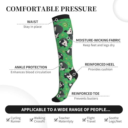 Camo Print Compression Socks Calf Knee High Support Socks Novelty For Women Men Nurse Athletic Running Hiking Travel - color: Opossum