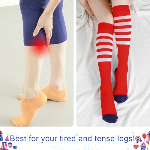 Junely Compression Socks for Women Knee High Socks Funny - color: Flag Red