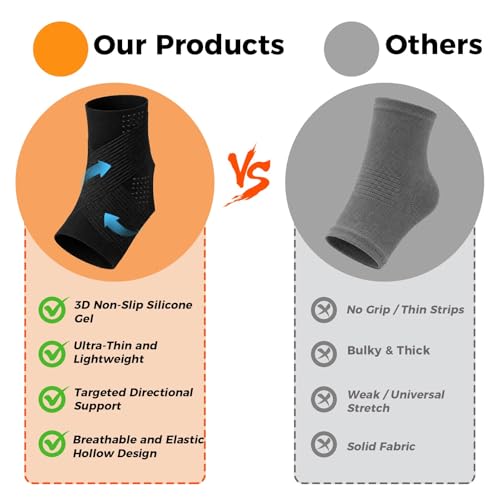 Ankle Brace Compression Sleeve for Sprained, Arch Pain, Sports (Black, Large) - size: Large