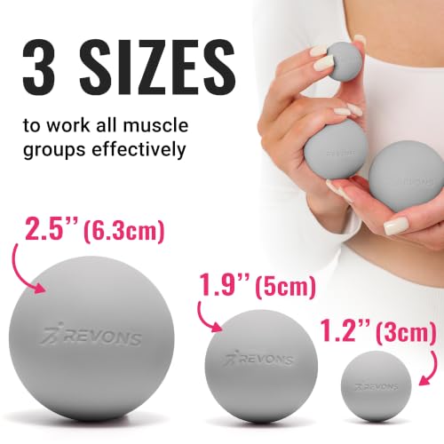 3 in 1 Massage Ball Set – 2.5", 1.9" & 1.2" Firm Silicone Balls for Myofascial Release, Trigger Point Therapy, Back & Foot Pain Relief, Face Fitness, Yoga, Deep Tissue Recovery (Gray) - color: Gray