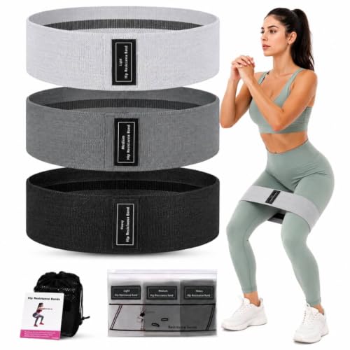 Fabric Resistance Bands Set of 3, Non‑Slip Booty Bands for Legs, Glutes & Butt – Exercise Bands for Women & Men, Yoga, Pilates & Home Workout
