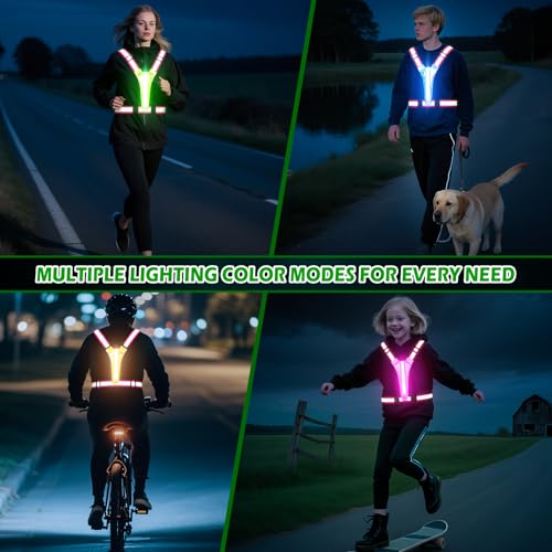 LED Reflective Running Vest, Light UP Reflective Vest, Safety Light Gear for Night Walking Cycling for Women Men Kid - color: Pink