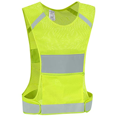 Reflective Running Safety Vest, Hi Vis Biking Walking Gear Men Women - color: Neon Yellow, size: Small