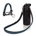 Wongeto Paracord Handle Carrier Holder with Shoulder Strap,Compatible with Hydro Flask Wide Mouth Water Bottles - color: Blue Flower
