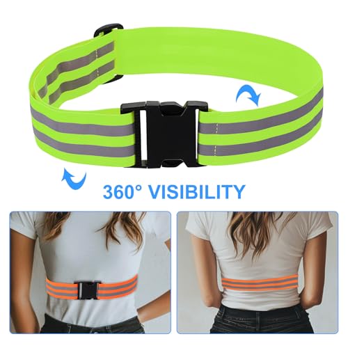PATIKIL Adjustable Reflective Running Belt, Glow Pt Belt Sash for Cycling Walking - color: Green, size: 1.9 Inch