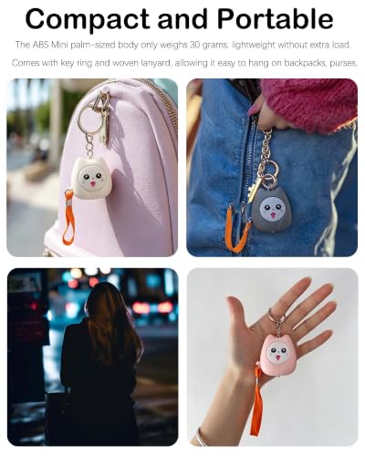 Cute Cat Personal Safety Alarm Keychain,Self Defense Alarm for Women,White - color: White