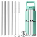 4PCS Replacement Metal Straw for YETI Rambler Jr. Water Bottle, Reusable Stainless Steel Replacement Straws with 2PCS Cleaning Brushes Compatible with YETI Rambler Jr. Bottle (26oz) - size: 26oz