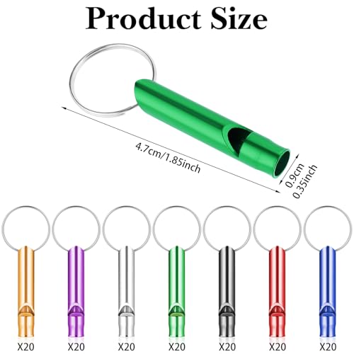 200Pcs Emergency Whistles with Keychains, Aluminum Extra Loud Survival Whistle, Whistle Bulk for Camping Hiking Hunting Boating Training Outdoor Sports, Multicolor - style: 140pcs