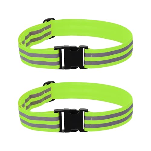 PATIKIL Adjustable Reflective Running Belt, Glow Pt Belt Sash for Cycling Walking - color: Green, size: 1.9 Inch