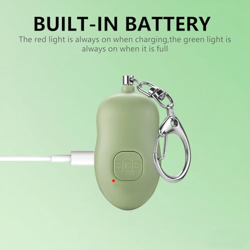 Rechargeable Personal Alarm, 130dB SOS Safety Alarm,LED Light, Security Siren Keychain for Women and Elderly,Security Siren Keychain ,Self Defense Alarm (Green) - color: Green