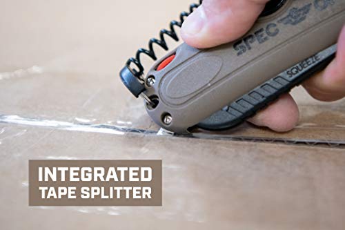 Spec Ops Tools Safety Knife Box Cutter, Self-Retracting Utility Knife for Warehouse & Cardboard Cutting with Holster and Lanyard