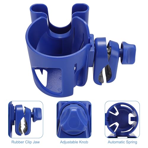 Accmor Stroller Cup Holder, Universal Cup Holder for Walker Wheelchair Bike Scooter, 360° Rotatable Stroller Cup Holder Attachment Walker Wheelchair Accessory - color: Cup Phone Holder-Blue