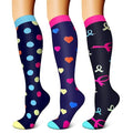 FEYHAY Copper Compression Socks (3 Pairs) 15-20 mmHg Circulation is Best Athletic & Daily for Men & Women, Running, Climbing - color: 27 Round Dot, size: Large-X-Large