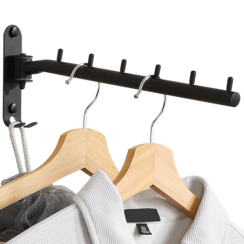 Alise Wall Mounted Drying Rack with Hook,Swivel Clothes Hanger,Black,1 Pcs - color: Black, size: 5005J (1 Pack)