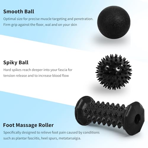 Foot Massager Roller Set for Plantar Fasciitis, Arch and Heel Pain Relief - color: Black Combination