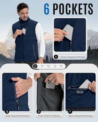 Outdoor Ventures Men's Running Golf Vest Outerwear Lightweight Windproof - color: Dark Blue, size: XX-Large